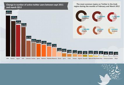 بالأرقام; كيفية إستخدام العالم العربي الفايسبوك وتويتر